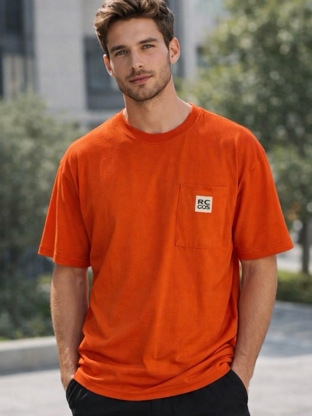 RC Outdoor Supply NWT Pocket Logo Graphic T-Shirt Cotton Red Orange size M